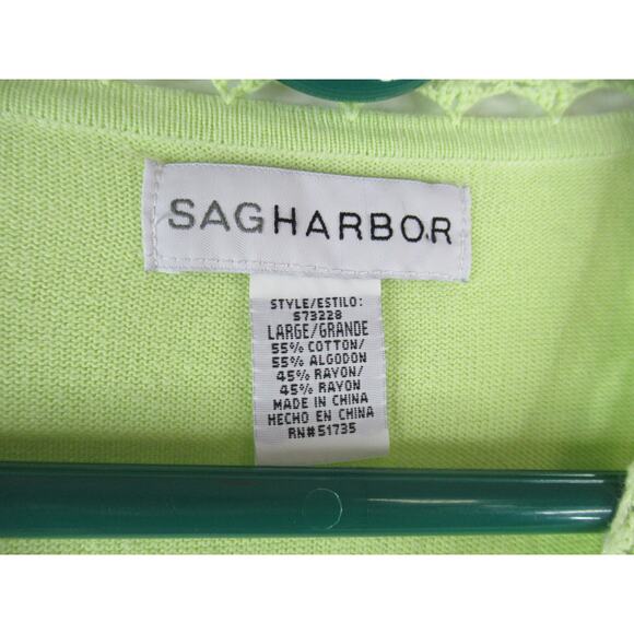 Sag Harbor Lime Bright Green Long sleeve Sweater - Picture 3 of 3